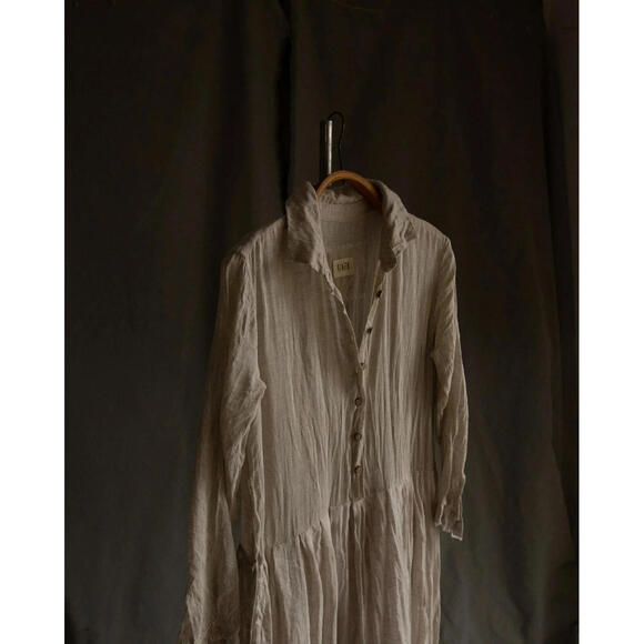 Kinzzza Linen gauze dress NOSTALGIA white beige ecru cream size M - Picture 3 of 10